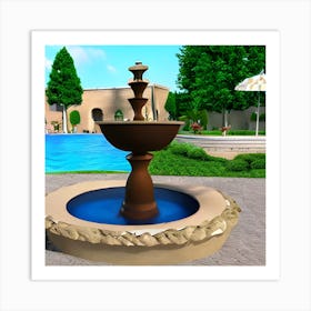 Fountain In The Garden 2 Art Print