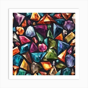 Seamless Pattern Of Colorful Gems Art Print