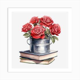 Roses In A Bucket 18 Art Print