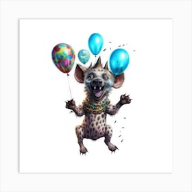 Hyena With Balloons Art Print