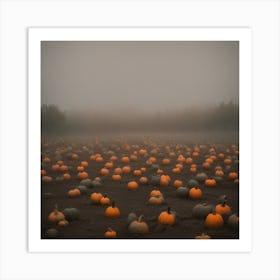 Pumpkins In The Fog Art Print