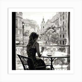 Girl In A Cafe Art Print