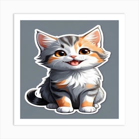 Cute Kitten Sticker Art Print