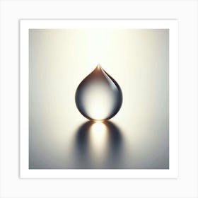 Elegant and Simple 3D Render of a Single Water Drop with a Shiny Surface and a Bright Background Art Print