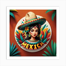 Mexican Girl In Sombrero 1 Art Print