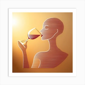 Woman Drinking Wine Art Print