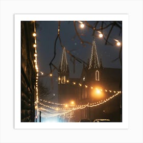 Christmas Lights On A Street Art Print