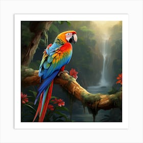 Macaw Parrot In Tree 4 Art Print