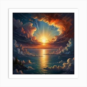 Sunset Over The Ocean 13 Art Print