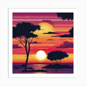 Sunset In The Savannah 2 Art Print