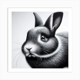 Black And White Rabbit Art Print