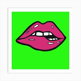 Lips green Art Print