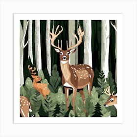 Deer In The Forest 26 Art Print