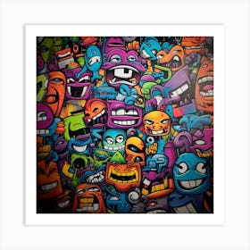 Cartoon Faces Graffiti Art for wall decor Art Print