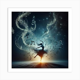 Dancer With Music Notes Art Print