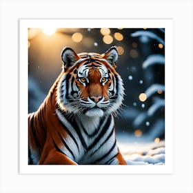 Tiger In The Snow Art Print