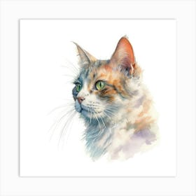 Mekong Bobtail Cat Portrait Art Print