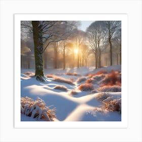 A Blanket of Snow across the Winter Woodland Landscape 2 Art Print