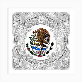 Mexico Flag Coloring Page 7 Art Print