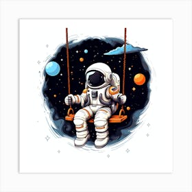 Astronaut On Swing 4 Art Print