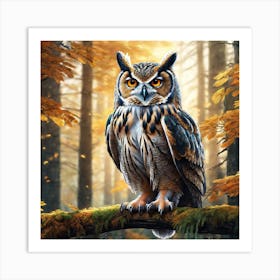 Owl In The Forest 157 Art Print