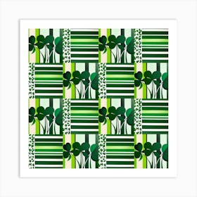 Shamrocks in Squares Art Print