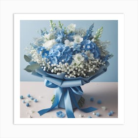 Blue And White Flower Bouquet 4 Art Print