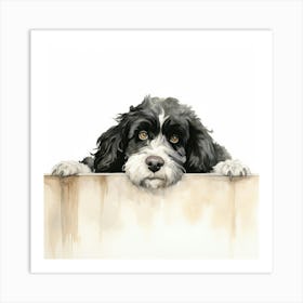 Dog Peeking Over The Wall 33 Art Print