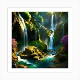 Waterfalls In The Forest Art Print