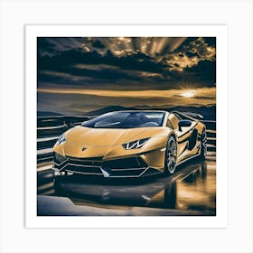 Golden Lamborghini 1 Art Print