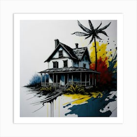 Colored House Ink Painting (38) Art Print