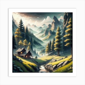 Mountain Landscape Painting 2 Art Print