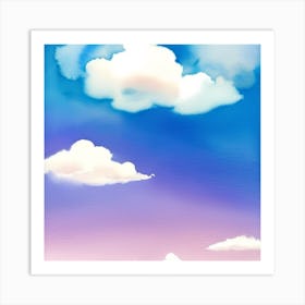 Watercolor Sky With Clouds Art Print