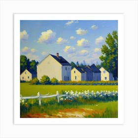 Skyline Bliss A View of Serene Homes Country Road Art Print