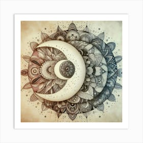 Moon And Flower 3 Art Print