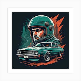 Man In A Helmet 2 Art Print