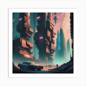 Cyberpunk Metropolis Art Print