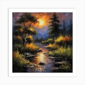 Sunset In The Forest 2 Art Print