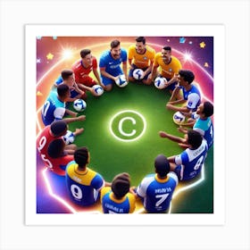 Soccer Players In A Circle Art Print