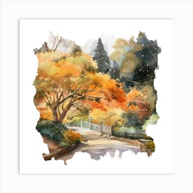 Watercolor Of Autumn Trees 5 Art Print