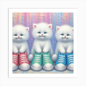 Three Kittens In Sneakers Art Print