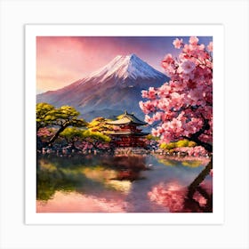 Japanese Sakura In Mountain 2 Art Print