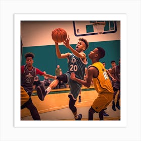 Basketball Players In Action 2 Art Print