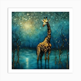 Giraffe at twilight Art Print