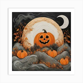 Abstract Halloween Night Art Print