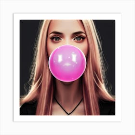 Bubble Blowing Girl Art Print