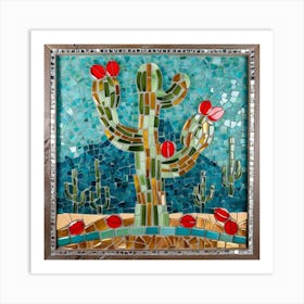 Mosaic Cactus I Art Print