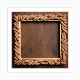 Almond Frame On Wooden Background Photo Art Print