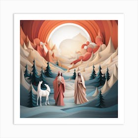 Jesus And The Shepherds Art Print