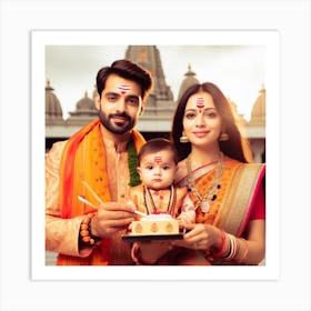 Ai Image Indian Couple In Mandir Art Print